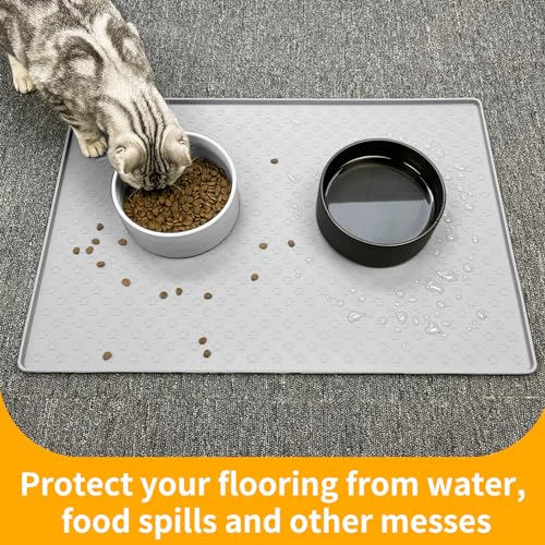 Ptlom Tapete de comida para cachorro Tapetes antiderrapantes para tigela de cachorro para comida e á