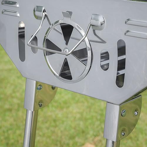 Miniatura 2 de Parrilla de carbón portátil para campamento, 29.5 pulgadas de alto, de acero inoxidable, compacta, plegable, con patas plegables, kits de