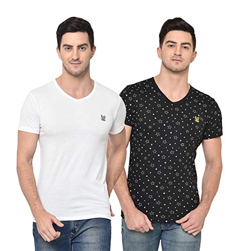 Image of Mack Jonney Men's Cotton Blended Regular Fit T-Shirts (Pack of 2)