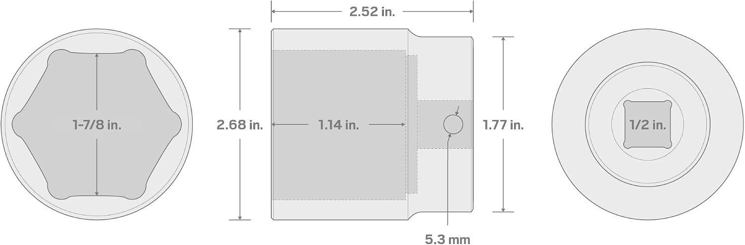 TEKTON 1/2 Inch Drive x 1-7/8 Inch Shallow 6-Point Impact Socket | SID22048