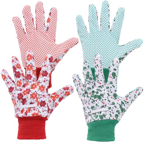TIESOME 2 Paare Gartenhandschuhe Damen, Blumen-Gartenhandschuhe...