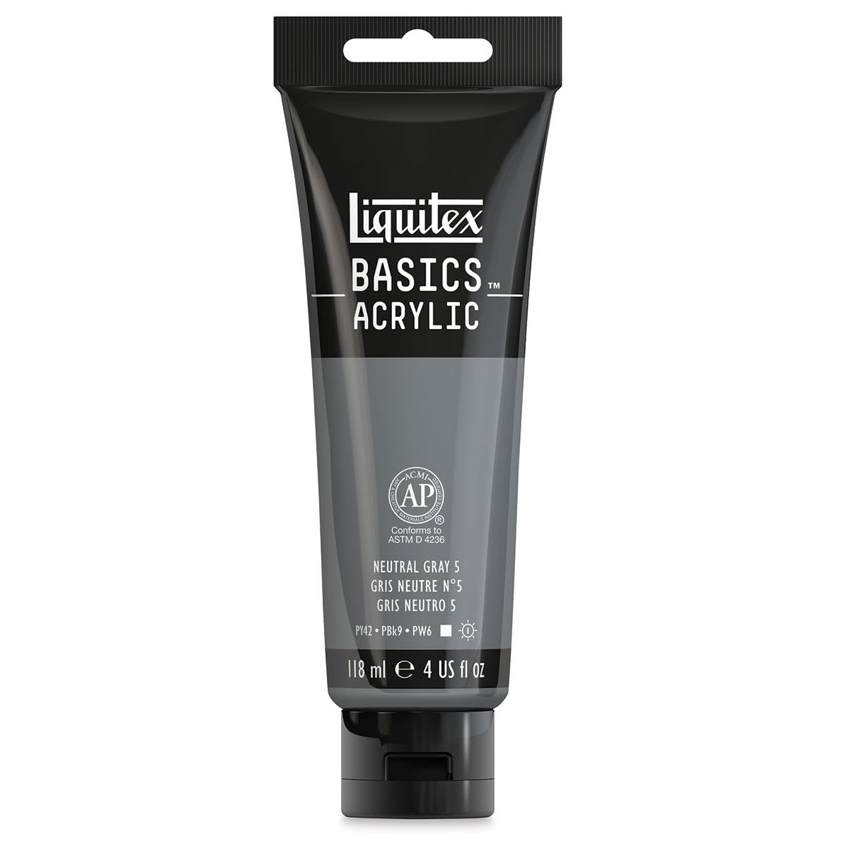 Liquitex BASICS Acrylic Paint, 118ml (4-oz) Tube, Neutral Gray Value 5