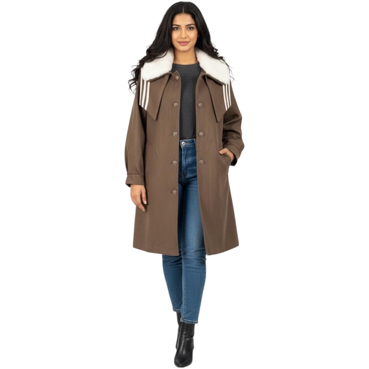 Women’s Wool Blend Winter Overcoat Collar, Long Warm Coat, Elegant Party/Jacket for Women-image-28