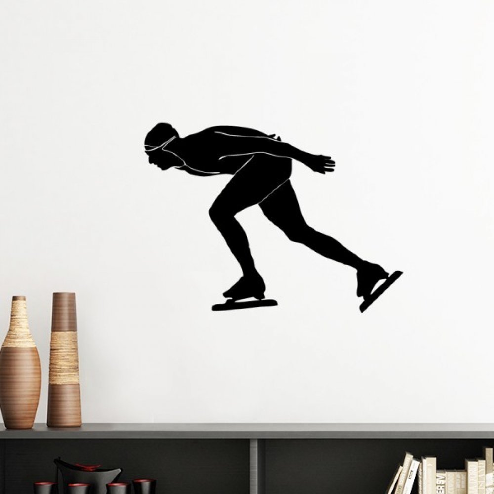 Sticker mural patinage d'hiver silhouette sport art mural amovible