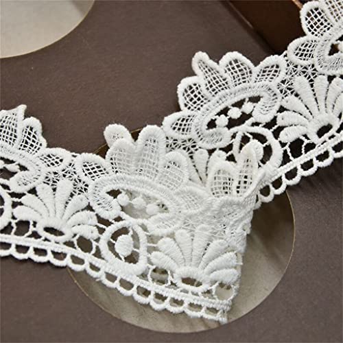 Fleurs brodées 3D en dentelle de coton blanc pour customiser vos robes - 4