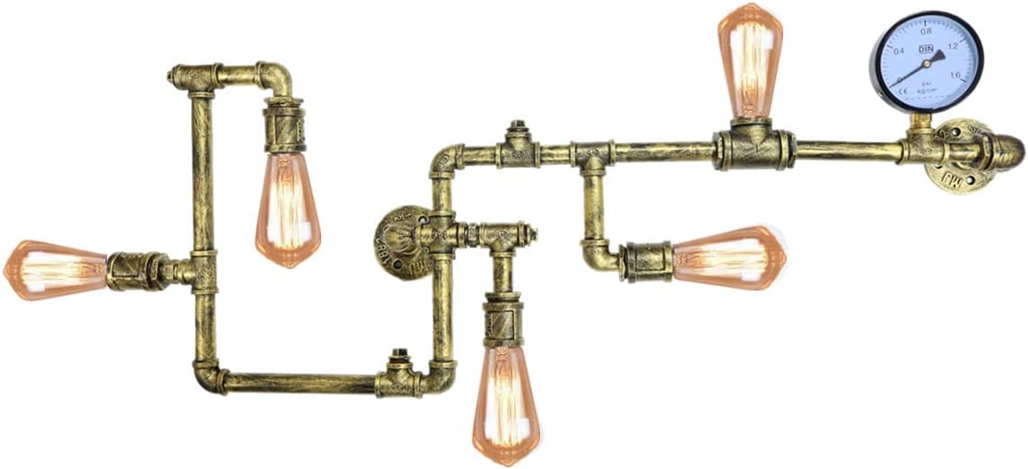 Industrial Steampunk Wall Sconce Retro Vintage Pipe Wall Lamp with 5 Bulbs Loft Creative Personality Wrought Iron Wall Sconce Decorative