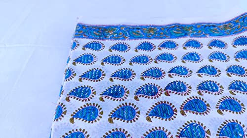 Image of Floral Printed Cotton Fabric Cloth Hand Block Print Fabric Women Material Running Jaipuri Hand Block Printed Women Dress Material Kurtis Natural 44 inch Inches Width 2.5 Meter (Pattern 2)