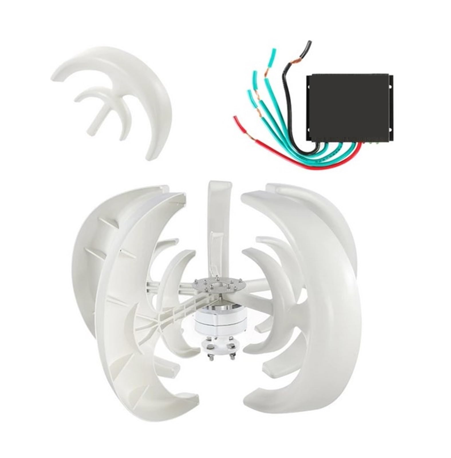 Generador de turbina eólica, Generador de turbina eólica de 400 W y 24 V, molino de viento de eje vertical de doble linterna de 5 aspas for uso doméstico, granja de yates, turbina de energía eólica co