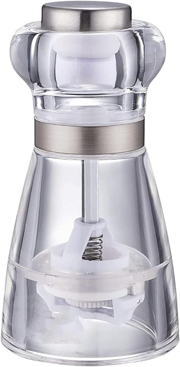 Stainless Steel Salt and Pepper Grinder Set, Adjustable Coarseness Spice Mill with Thick Glass Body, Manual Pepper and Salt Mill, 42g Capacity