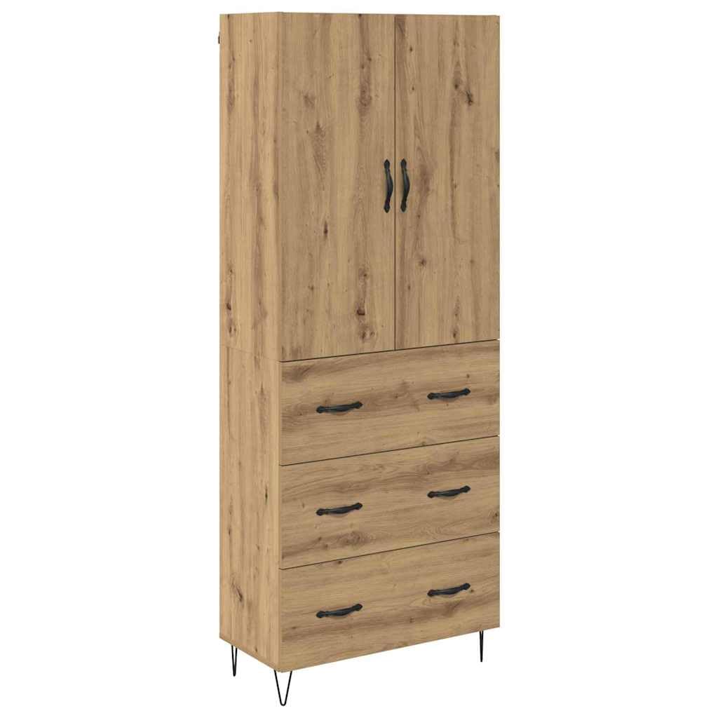 vidaXL Highboard 2 pcs Artisan Oak Engineered Wood and Glass, Ample Storage, Rectangular Modern Sideboard, Elegant Highboard, Functional Dining Cabinet, Contemporary Furniture Piece