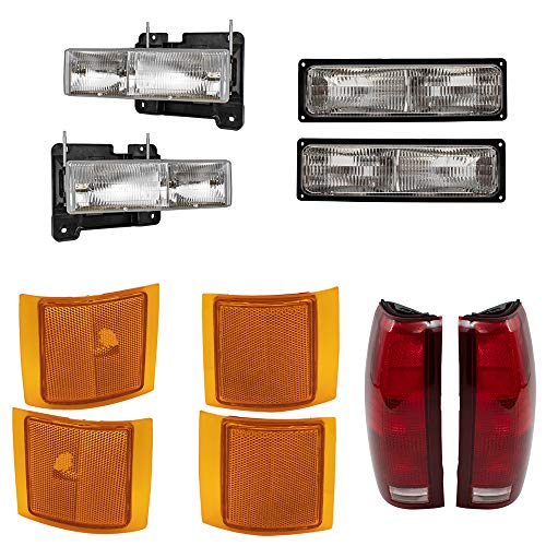Brock 10pc Light Set includes Headlights, Tail Lights, Park/Signal and Side Markers Compatible With 1994-2002 Chevrolet C/K Pickup 1994 Chevrolet Blazer 1995-1999 Chevrolet Tahoe/Suburban - No GMC