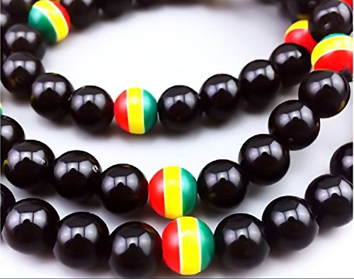 Lingduan Jamaican Rasta Bracelet And Necklace Set - Handmade Jewelry - Flag Of Jamaica Tricolor Bracelet Men Women Fashion Jewelry #TOP4