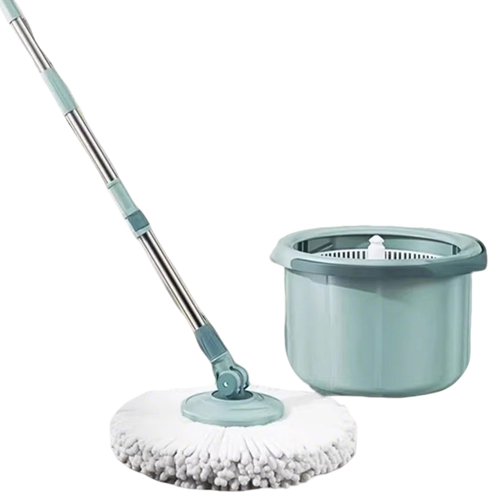 Mopa giratoria y cubo con juego de escurridor, fregona de microfibra fácil de escurrir, sistema de limpieza de suelo giratorio de 360°, ideal para el hogar y la oficina