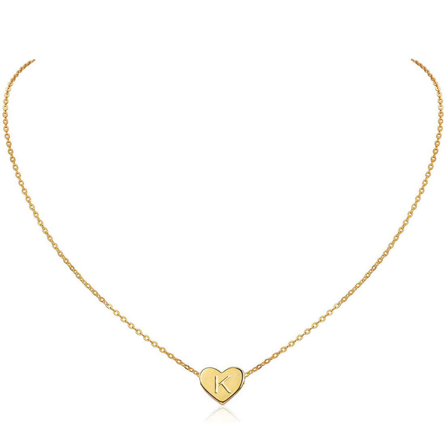 Glimmerst Heart Initial Necklace, 18K Gold Plated Stainless Steel Tiny Heart Letter K Necklace Dainty Small Lovely Heart Pendant Personalized Name Necklace for Women Girls (B07T2VMNPW) Amazon Price History, Amazon Price Tracker
