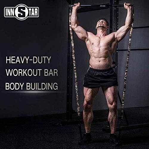 INNSTAR Portable Resistance Bands Bar, Workout bar for Powerlifting Strength Training Cardio Exercise and Home Gym