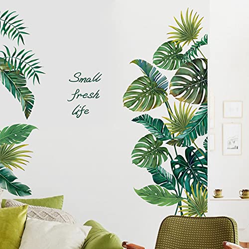 Big Green Leaf Wall Stickers Tropical Plant Leaves Window Decals Wall Murals Wall Art Decorative Sticker For Kids Home Living Room Bedroom Nursery Playroom Jungle Party Decor Decorations Supplies #TOP4