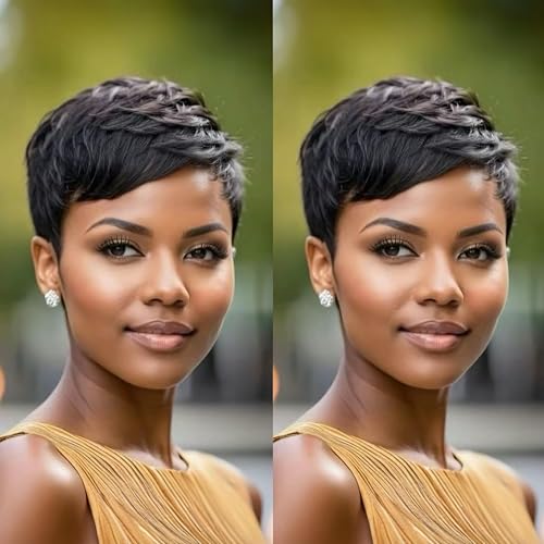 Perruque sans colle en cheveux humains pour femme avec frange noire facile et rapide à enfiler