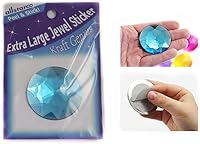 Vista 12 de Allstarco Joyas redondas autoadhesivas extra grandes de 1.969 in, diamantes de imitación acrílicos para cosplay, 2 piezas, Plástico Plata Acrílico