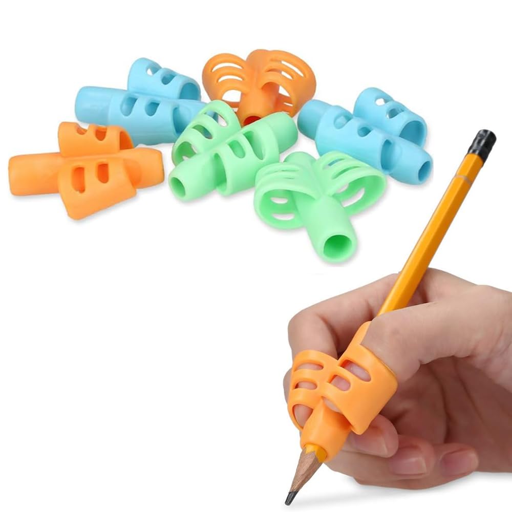 AMERTEER Pencil Grip | Silicone Pencil Holder for Kids | Non-Toxic Writing Aid & Handwriting Correction Tool for Preschoolers & Kindergarten Children - Perfect for Beginners to Improve Posture