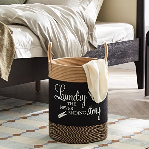 Youdenova Woven Rope Laundry Basket, Tall Dirty Clothes Hamper For Blanket Storage In Bedroom, Bathroom,Living Room - Brown, 58L #TOP1