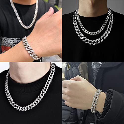 Gihenhao Cuban Link Chain For Men, Iced Out Chains Miami Cuban Necklace Bracelet Bling Diamond Chain For Mens Women Boys 13Mm Hip Hop #TOP5