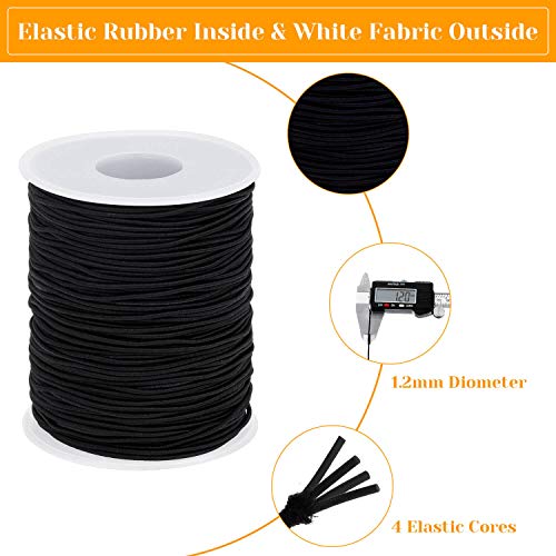 Image of Elastic String for Bracelets, Selizo Elastic Cord for Jewelry, Stretchy String for Necklace Making, Beading and Sewing (1.2 MM, 109 Yards, Black)