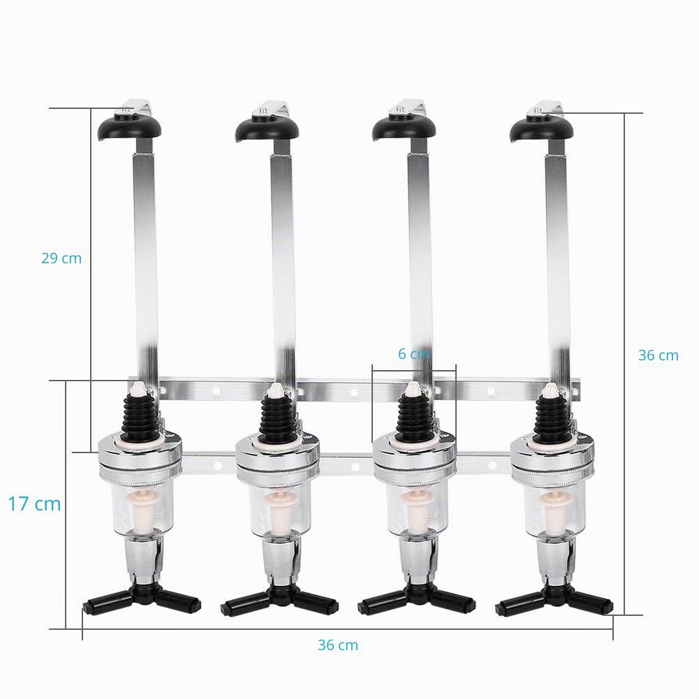 4 dispenser per bottiglie di vino, bevande alcoliche a parete, con finitura cromata, dispenser per liquori e cocktail