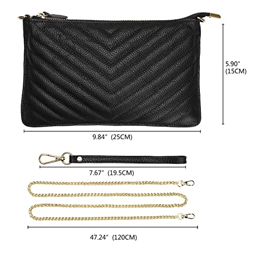 Image of Uromee Wristlet Wallet Clutch Purses for Women Genuine Leather Crossbody Bag Handbag with Detachable Shoulder Chain