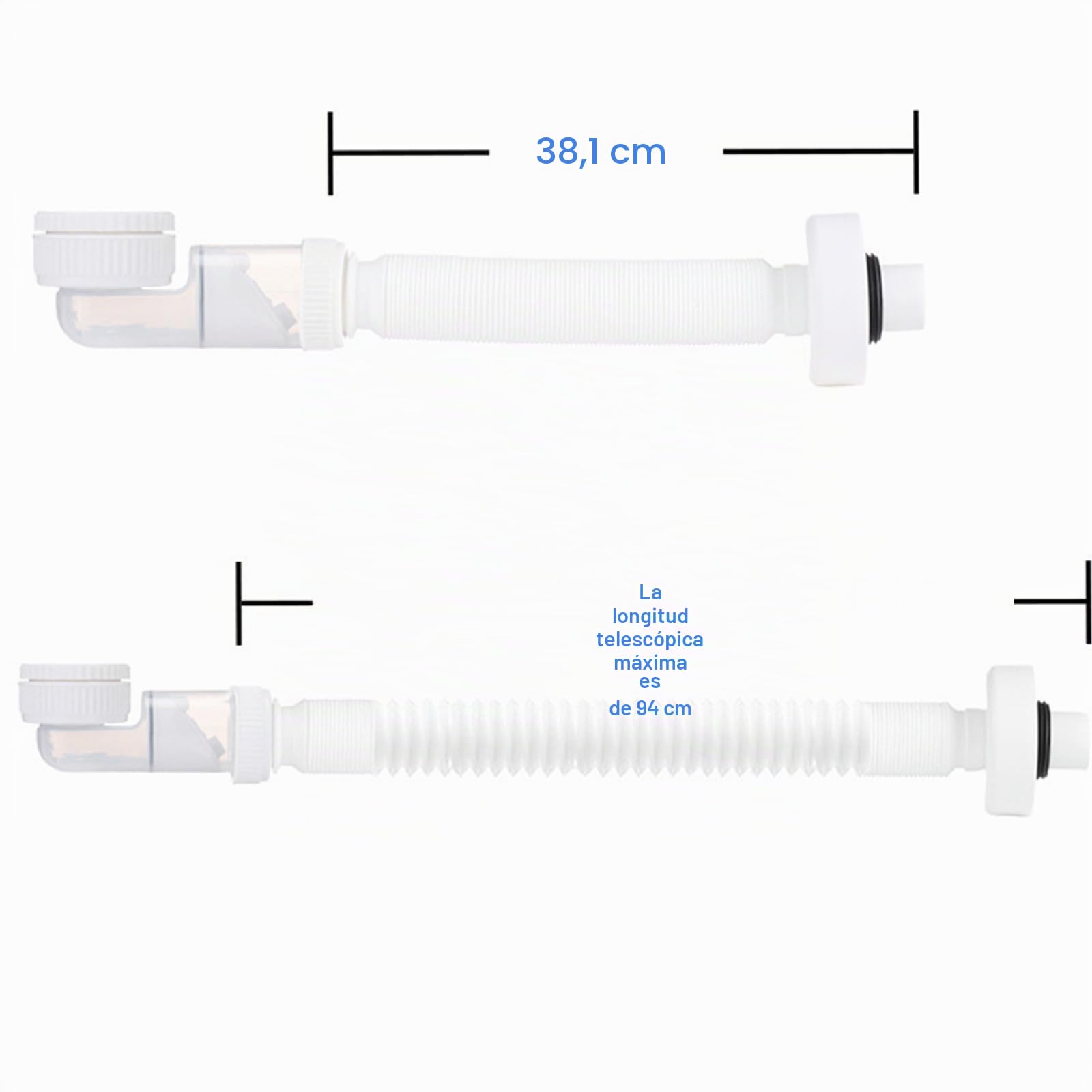 Sifón de 1 1/4 Pulgadas, Manguera de Drenaje Flexible Desagüe Antiolor Fregadero Sifón de Tubo de Reemplazable Sifón Flexible a Prueba de Olores para Baño Y Cocina, Extensible De 380-930mm