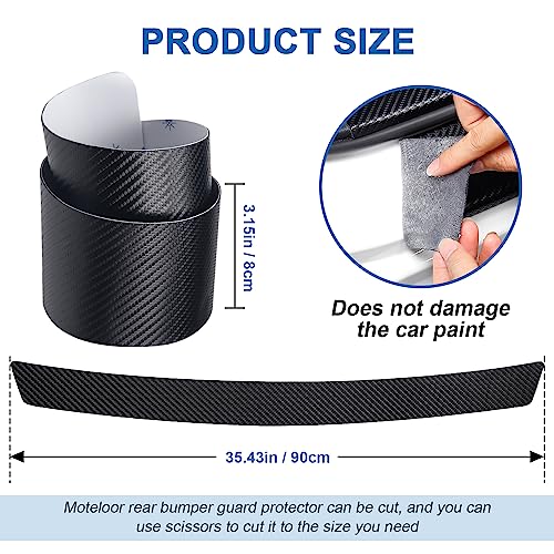 Image of Rear Bumper Guard Protector for SUV /Truck - Carbon Fiber Leather Anti-Scratch Trunk Protector, 35.4x3.15in Universal Fit with High-Performance Adhesive (Custom Text Available)