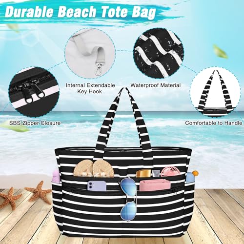 Image of HUANLANG Extra Large Beach Bag Waterproof Beach Totes Bags for Women Men,Pool Bag with Zipper Wet Pocket