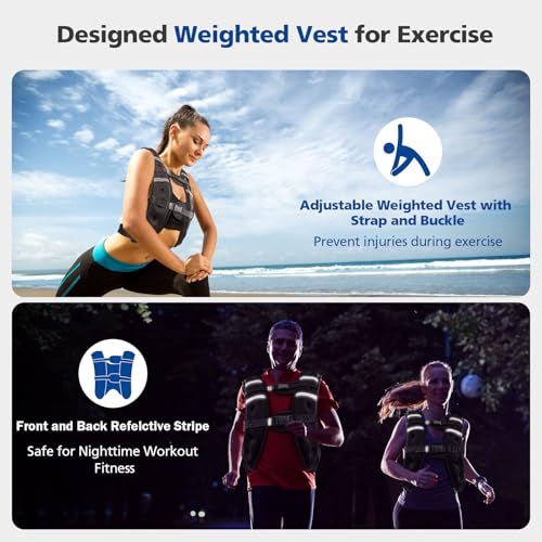 8lb/12lb/16lb/20Lb Weighted Vest for Woman Men with Reflective Stripe, Size Adjustable Strength Training Weighted Vest for Walk Running Jogging - Image 4