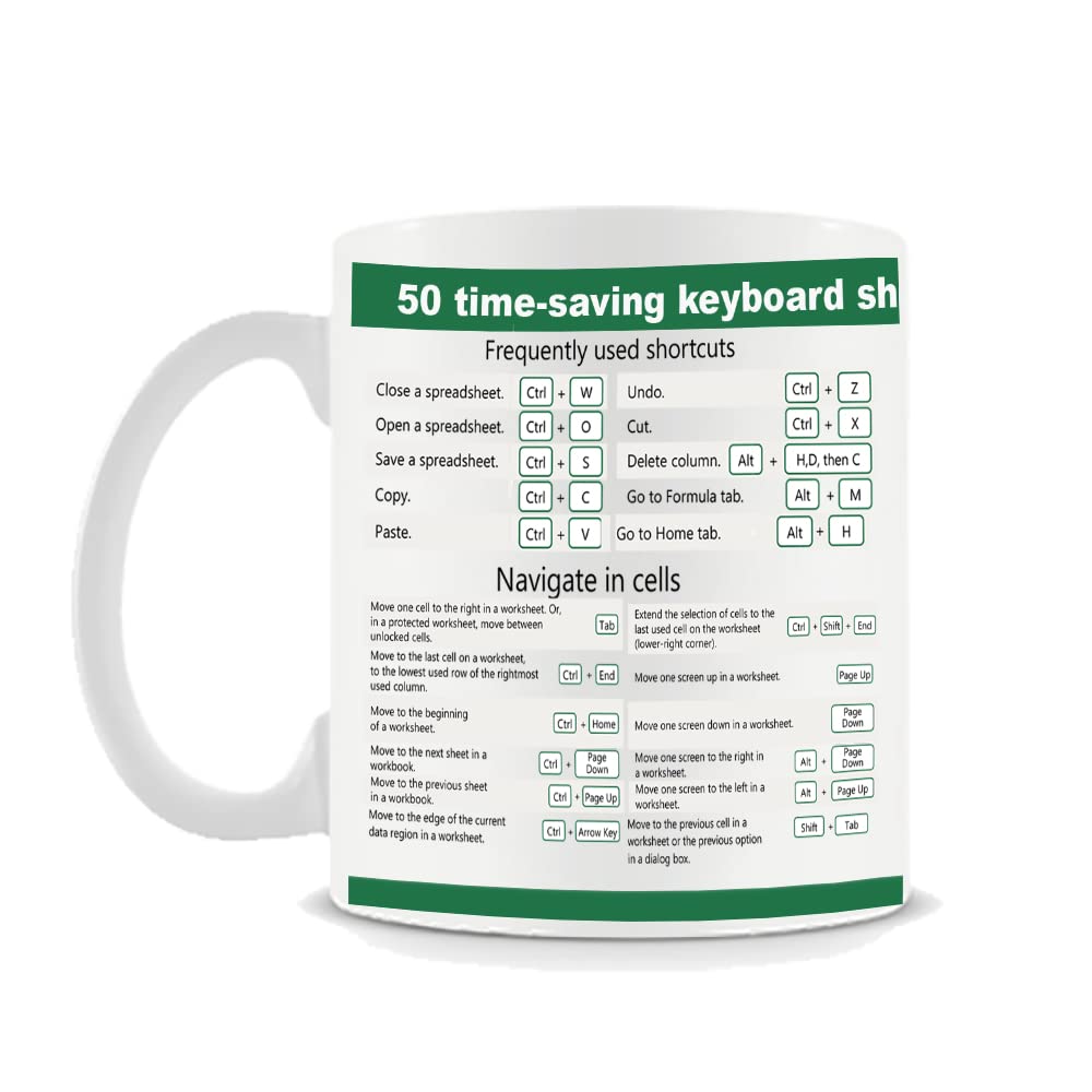Spreadsheet Accountant Admin Office Mug - Time Saving Excel Short Cut Coffee Mug Gift for Friend Lover Colleague Birthday Christmas,310 ml