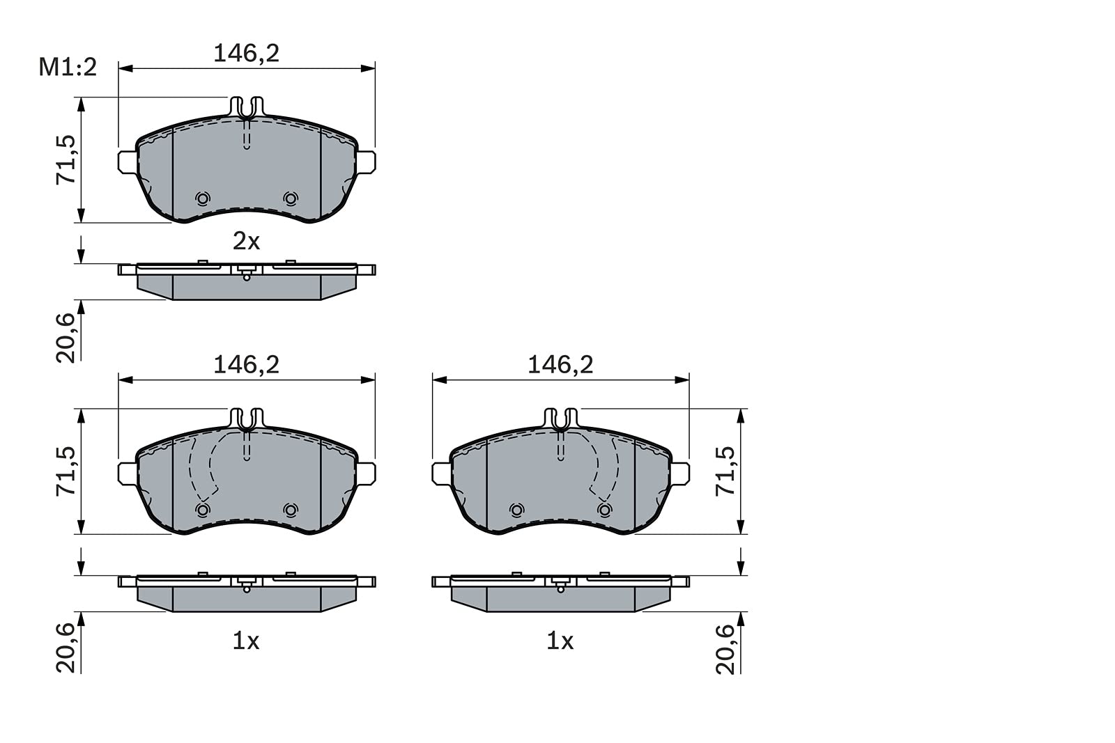 Bosch BP1072 - Plaquettes de Frein Avant pour Voiture - Jeu de 4 | Qualité Bosch - Réduction du Bruit et de la Poussière - Certifié ECE-R90 - Sans Cuivre