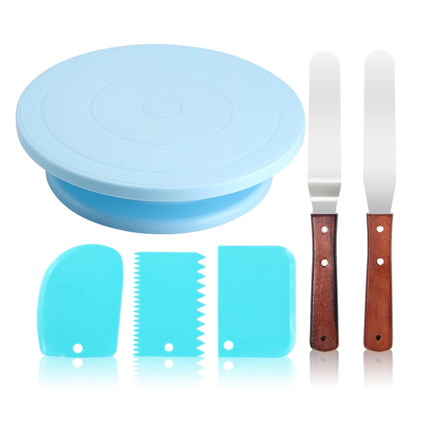 Gramofon do ciasta obrotowy stojak na tort z 2 łopatkami do lukru i 3 gładsze lukieru DIY kombinacja narzędzi do pieczenia profesjonalne materiały do dekoracji ciast do pieczenia spinningowego stojak na ciasto (kolor: A )