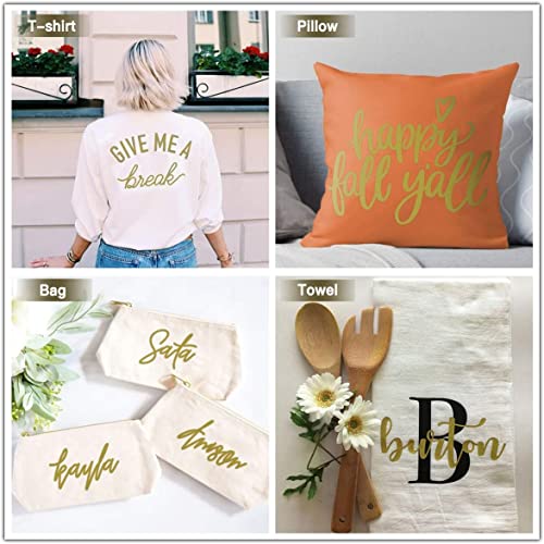 Image of HTVRONT HTV Vinyl Rolls Heat Transfer Vinyl - 12 inch x 20ft Gold HTV for Shirts, Iron on Vinyl for All Cutting Machines - Easy to Cut & Weed for DIY Heat Transfer Design (Gold)