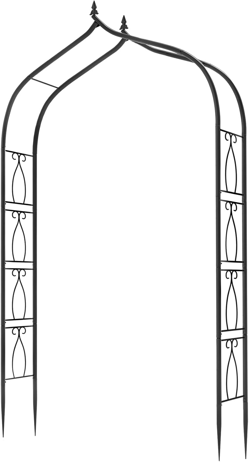 OUSHENG 8FT Garden Arch Trellis, Outdoor Steel Arbor for Climbing Plants, Archway Frame Stand Gate for Wedding Ceremony Decoration Party Vines Lawn Courtyard Patio Backyard