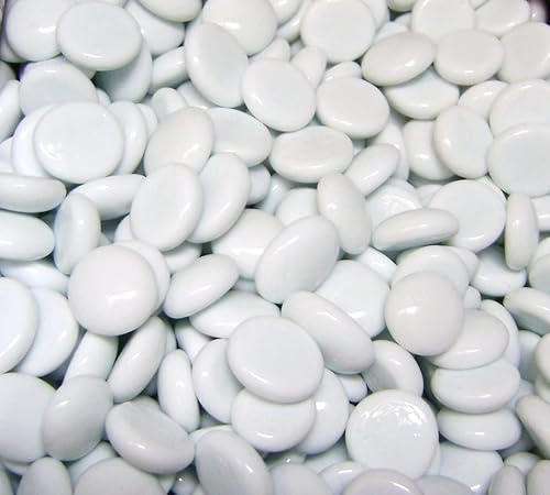 Miniatura 1 de Gemas de vidrio - Rellenos de jarrones - Rellenos de acuario (5 libras, blanco ópalo mediano)