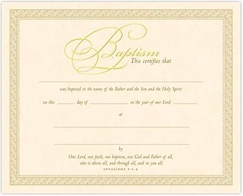 Certificate-Baptism Parchment-8x10 Package of 6