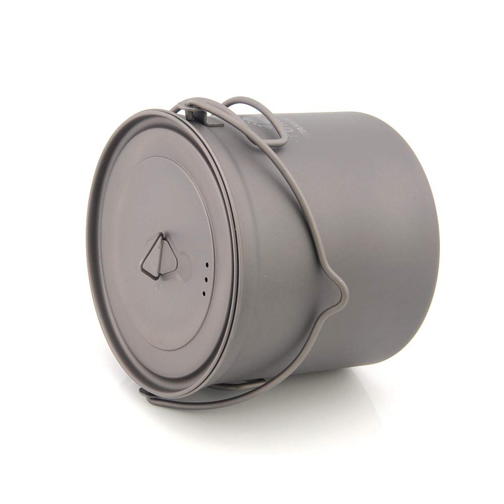 TOAKS Pot en titane avec poignée pliable pour camping en plein air, pique-nique, pot ultraléger 1100 ml, 1300 ml, 1600 ml, 2000 ml