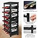 VASMIA Wine Rack Freestanding Floor, 6-Tier Display Wine Storage Shelves with Table Top, 24-Botttle Bamboo Wine Rack Shelf for Kitchen Bar Dining Room Living Room, Black