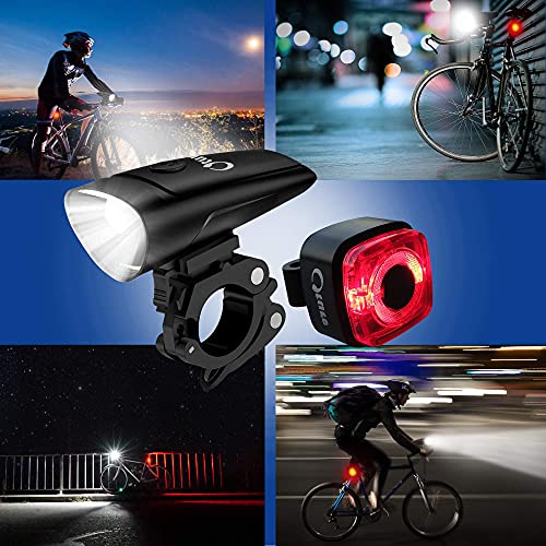 Oture Éclairage Vélo Étanche, LED Ensemble D'éclairage de Vélo, IPX5 Étanche et Super Lumineux Phares de Vélo Avant et Arriere, Eclairage Avant pour Velo Rechargeable USB avec 2 Modes D'éclairage - Image 6