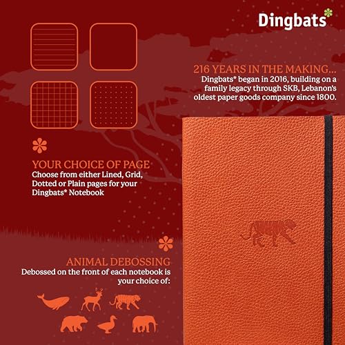 Carnet A5 pointillé Dingbats Faune journal intime souple