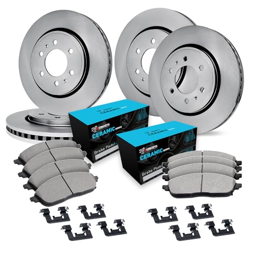 Image of R1 Concepts Front and Rear Brake Kit Fits 2005-2024 Nissan Frontier; 2005-2015 Nissan Xterra; 2009-2012 Suzuki Equator| Ceramic Pads, Blank Rotors| Hardware| 11.7 inch Front & 11.3 inch Rear