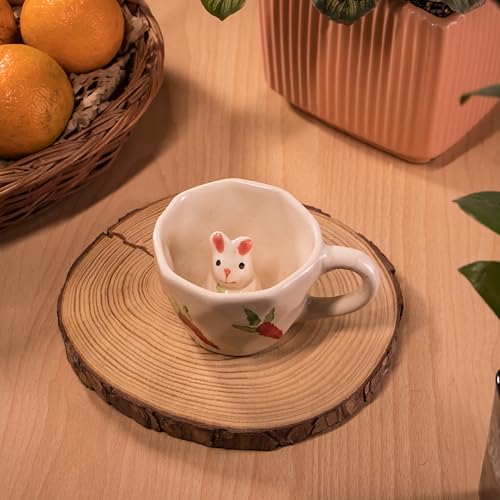 Rare Planet Handcrafted Ceramic Rabbit Coffee Cup Set of 1 - Cute...