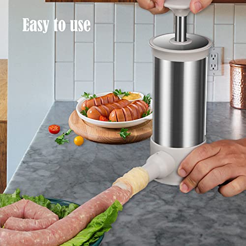 Hendiy Sausage Stuffer, Sausage Stuffer Machine Stainless Steel Vertical Homemade Sausage Maker 4 Stuffing Tubes, Fast Sausage Filling Manual Sausage Stuffer Machine(2Lb) #TOP5