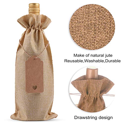 ABOAT 10 Pack Jute Burlap Wine Bags