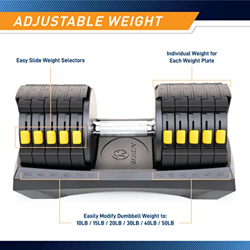 Image of Marcy Adjustable Dumbbell System - 6-in-1 Free Weights for Home Gym, 50 lbs Single or 100 lbs Pair Options for Strength Training