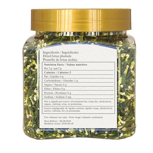 Dried Lotus Plumule, 200g, 7.05oz - Natural Lotus-Seed Herbal Tea for Heat Relief, Calm Mind - LotusCore, (莲子芯茶)