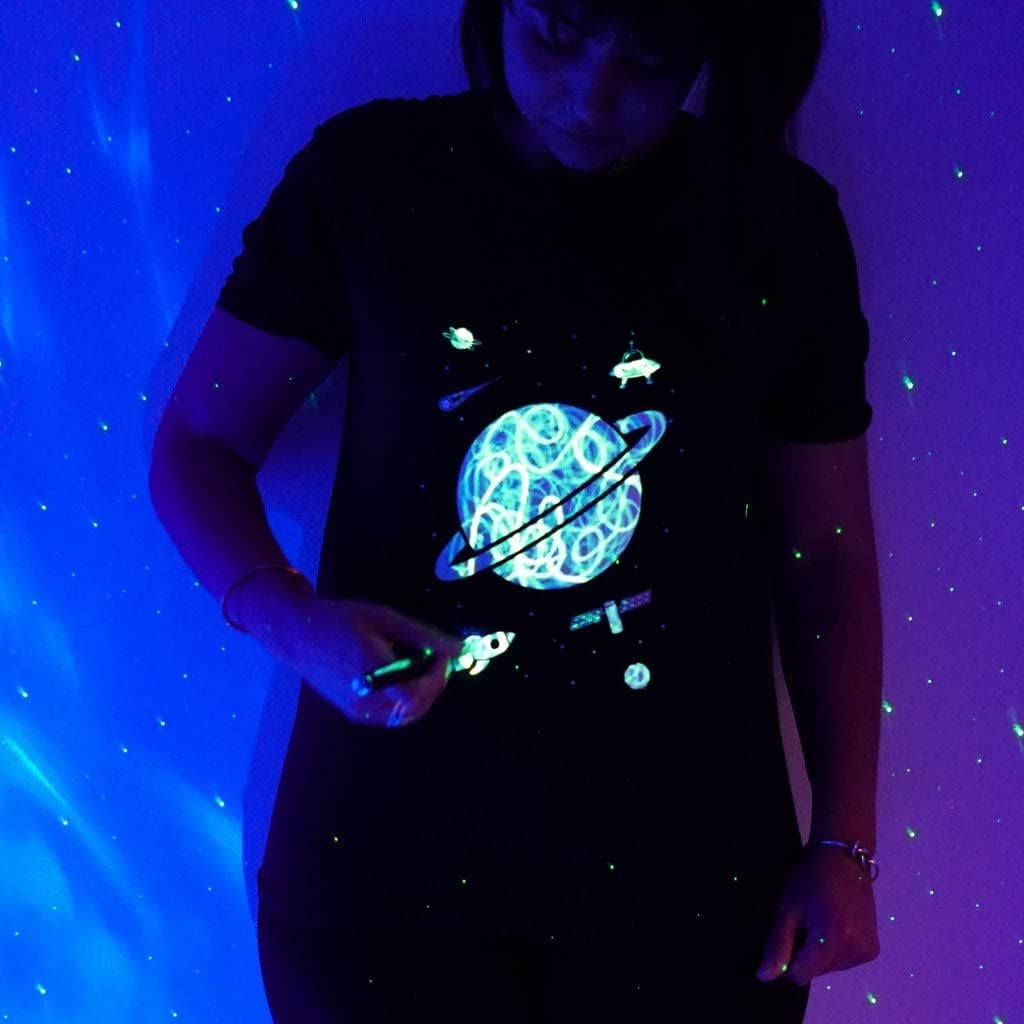 Illuminated Apparel Kids Outer Space Planets Interactive Glow in The Dark T-Shirt - Fun for Birthday Parties